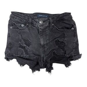Aeropostale Cut Off Shorts Women's Size 2 Denim Ripped Black High Rise Shortie